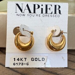 Napier 14KT Gold Crescent Earrings